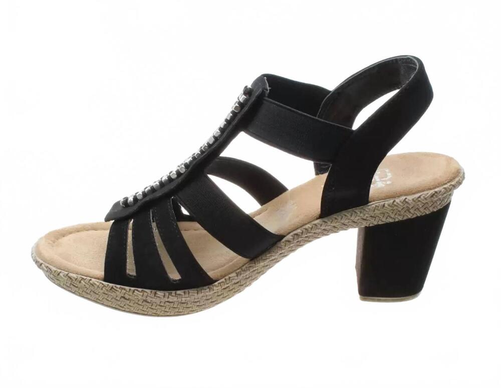 NEW RIEKER women's block heel sandal in black